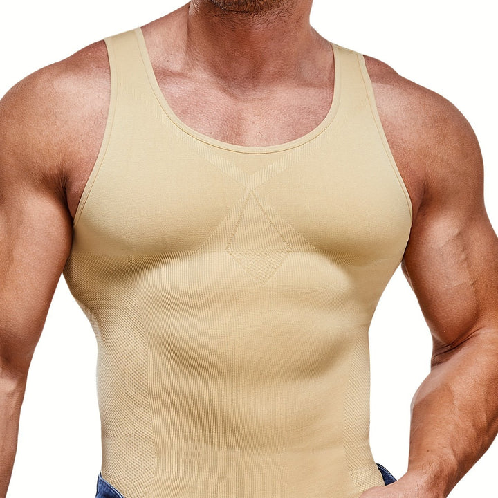 Men's Compression Shirt Shaping Abdomen Control Fitted Sleeveless Tank Top | Slim Fit