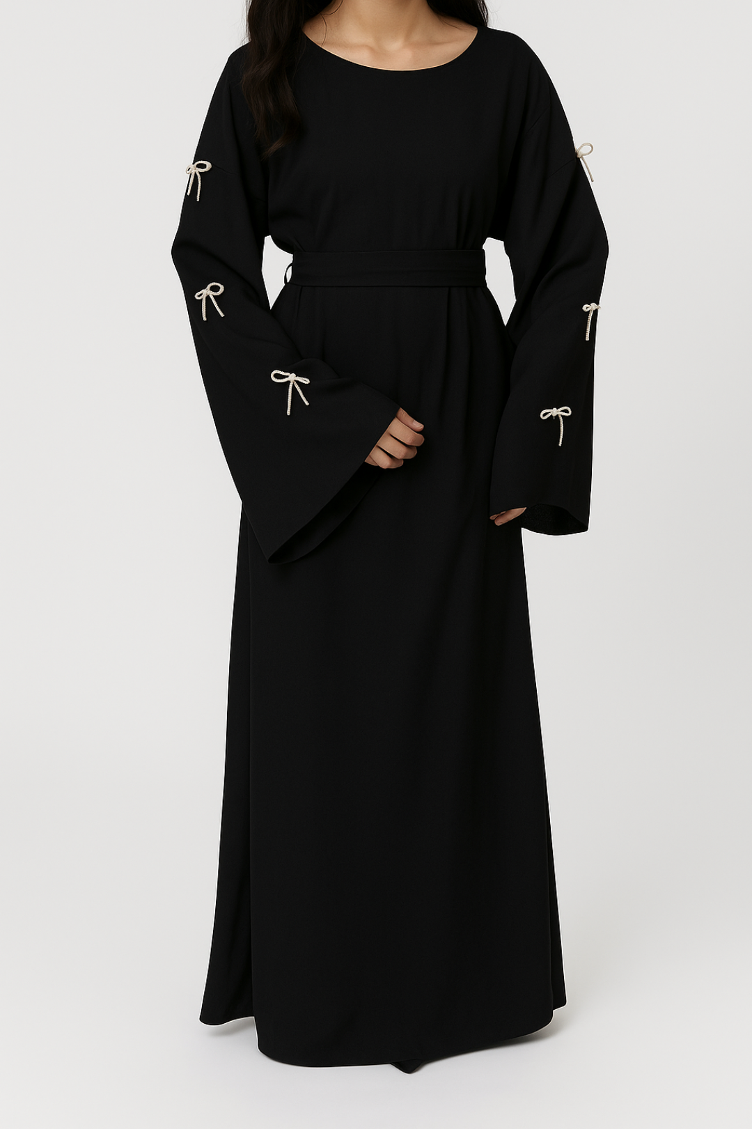Women's Maxi Dress | Long Sleeve Regular Fit Dress | Flared Sleeves | Elegant Formal Style