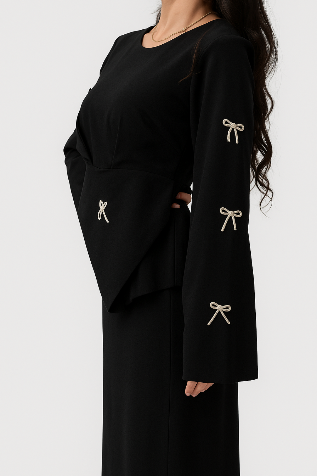 Women's Maxi Dress | Long Sleeve Regular Fit Dress | Flared Sleeves | Elegant Formal Style