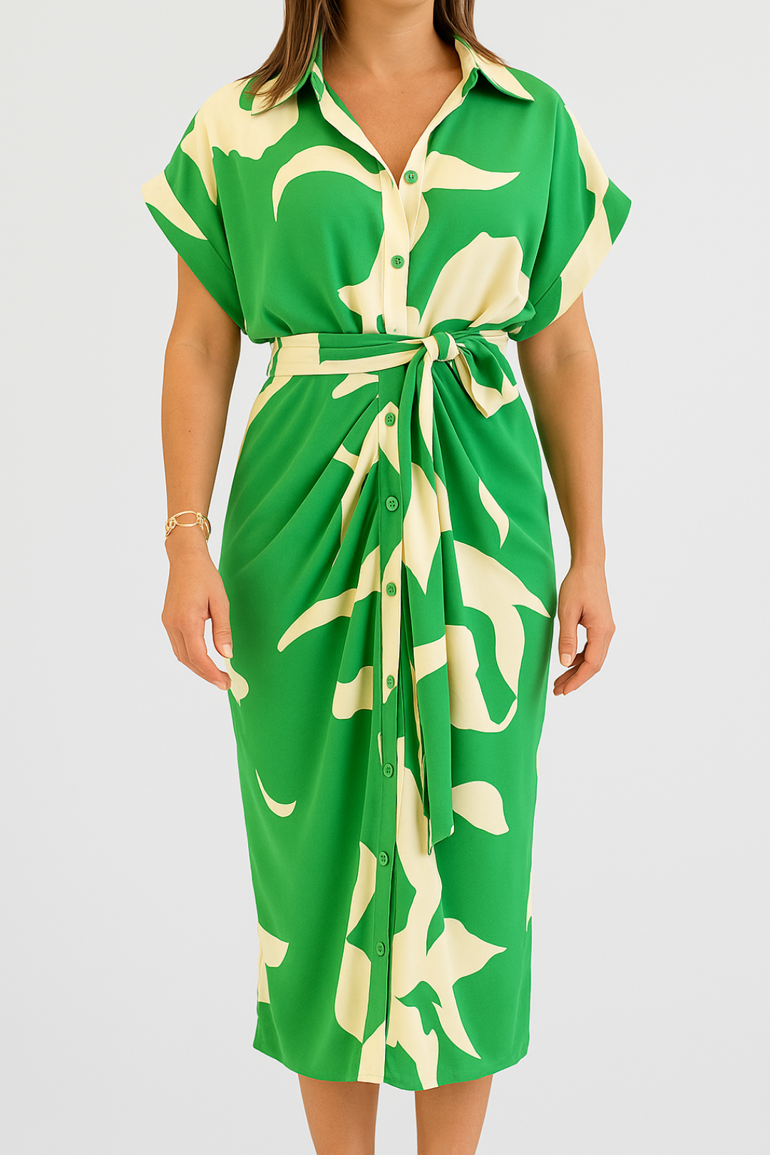 Women's Midi Dress | Regular Fit Shirt Dress | Waist Tie | Elegant Summer Style
