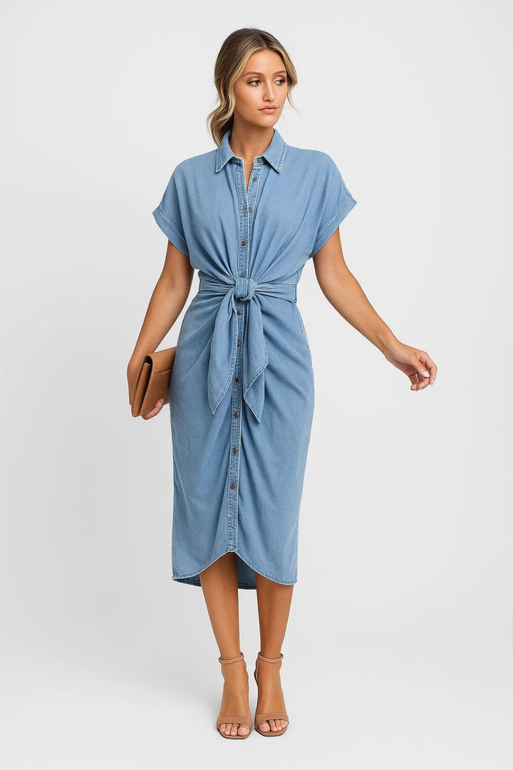 Women's Midi Dress | Button-Up Dress | Classic Collar | Elegant Everyday Style