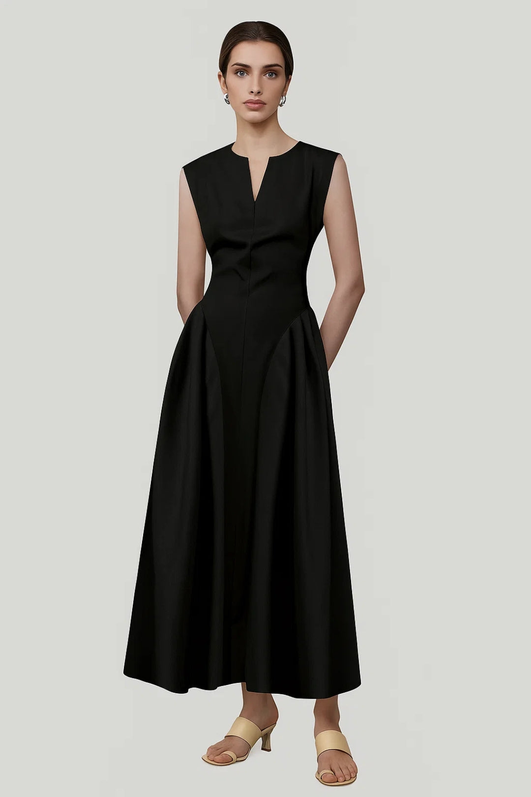 Women's Evening Dress | Sleeveless Maxi Dress | Defined Waist | Timeless Formal Style