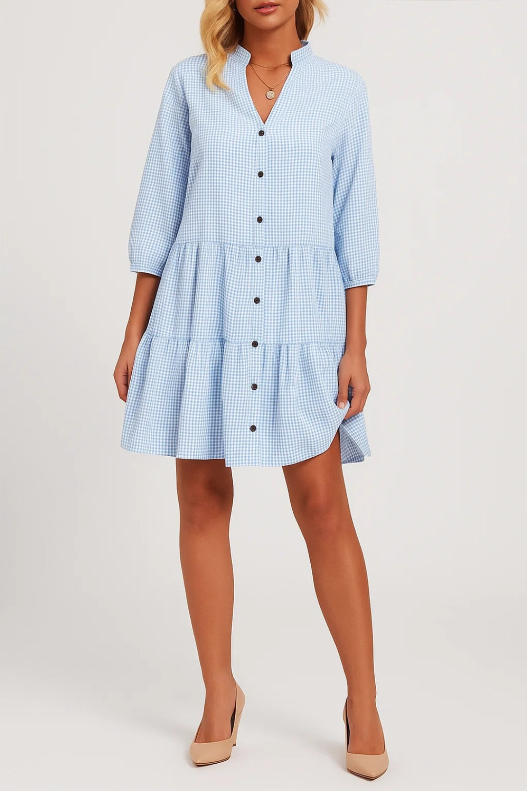Damska Sukienka Casual | Rozkloszowana Sukienka Mini | Zapięcie na Guziki | Elegancki Styl Na Co Dzień