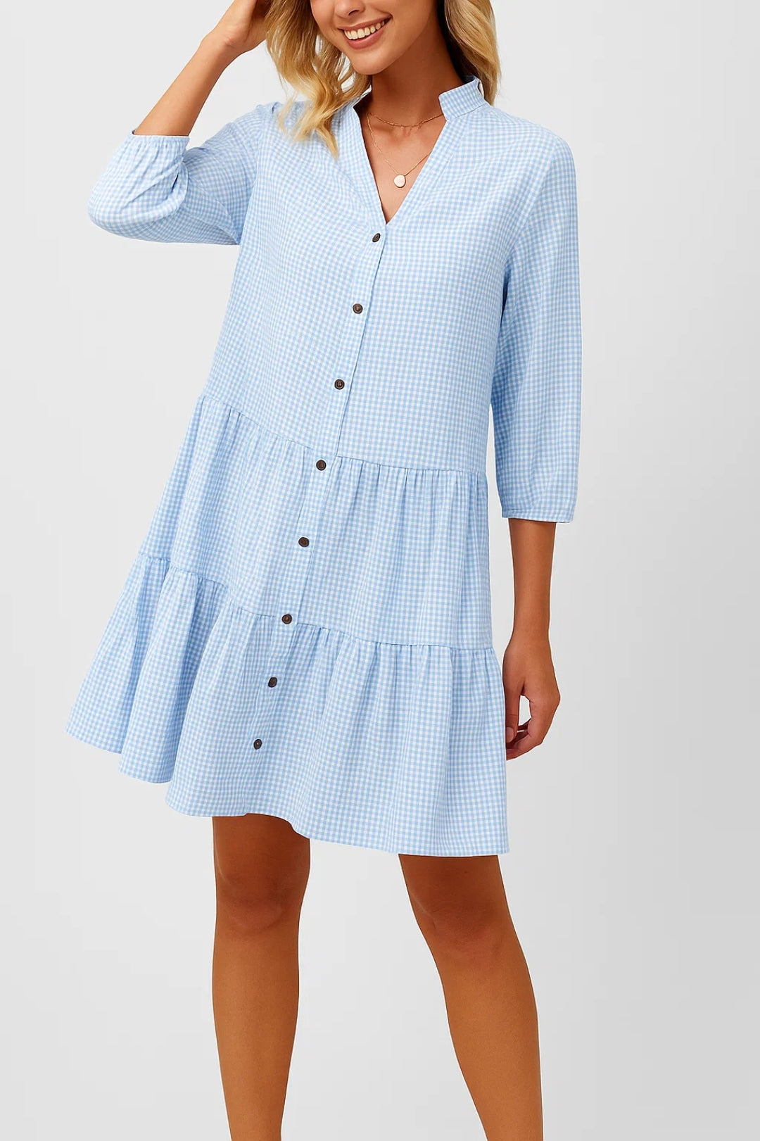 Damska Sukienka Casual | Rozkloszowana Sukienka Mini | Zapięcie na Guziki | Elegancki Styl Na Co Dzień