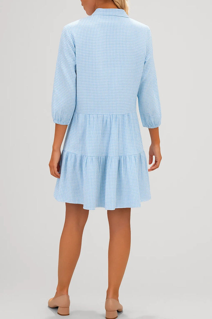 Damska Sukienka Casual | Rozkloszowana Sukienka Mini | Zapięcie na Guziki | Elegancki Styl Na Co Dzień