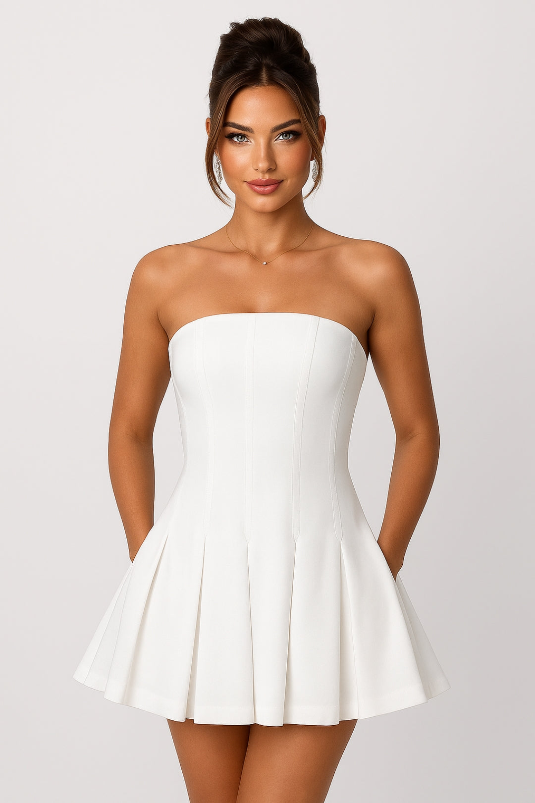 Women's Party Dress | Mini Strapless Dress | Structured Top | Modern Style for Special Occasions