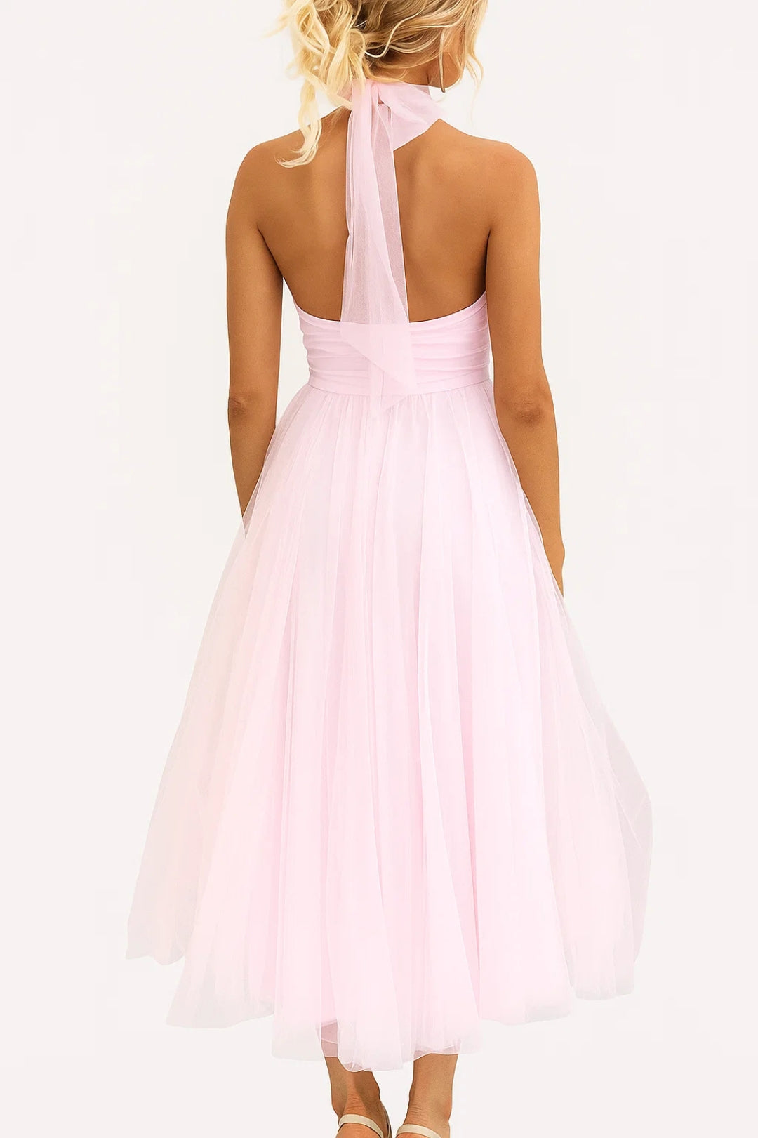 Women's Evening Dress | Maxi Halter Dress | Accentuated Waist | Romantic Formal Style