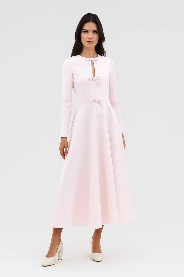 Women's Elegant Dress | Flowing Maxi Dress with Bows | Regular Fit | Timeless Feminine Style