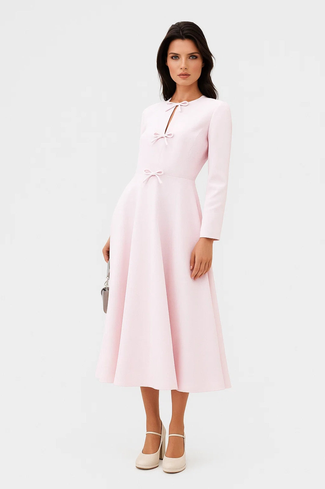 Women's Elegant Dress | Flowing Maxi Dress with Bows | Regular Fit | Timeless Feminine Style