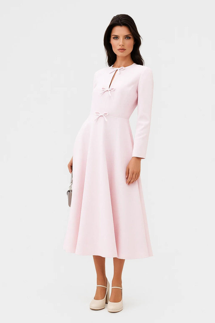 Women's Elegant Dress | Flowing Maxi Dress with Bows | Regular Fit | Timeless Feminine Style