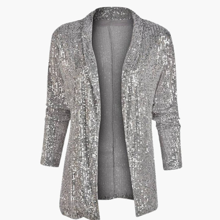 Women's Sequin Cardigan | Regular Fit Open Front Cover-Up | 3/4 Sleeve | Evening Style