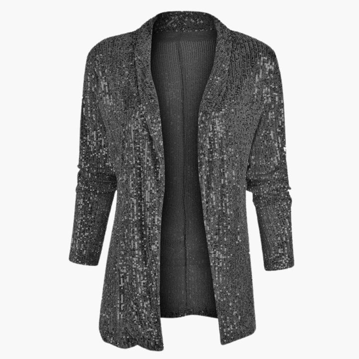Women's Sequin Cardigan | Regular Fit Open Front Cover-Up | 3/4 Sleeve | Evening Style