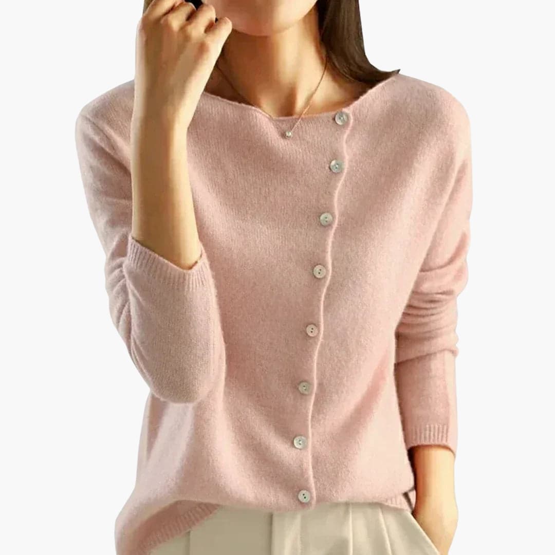 Women's Sweater with Buttons and Round Neckline | Cozy