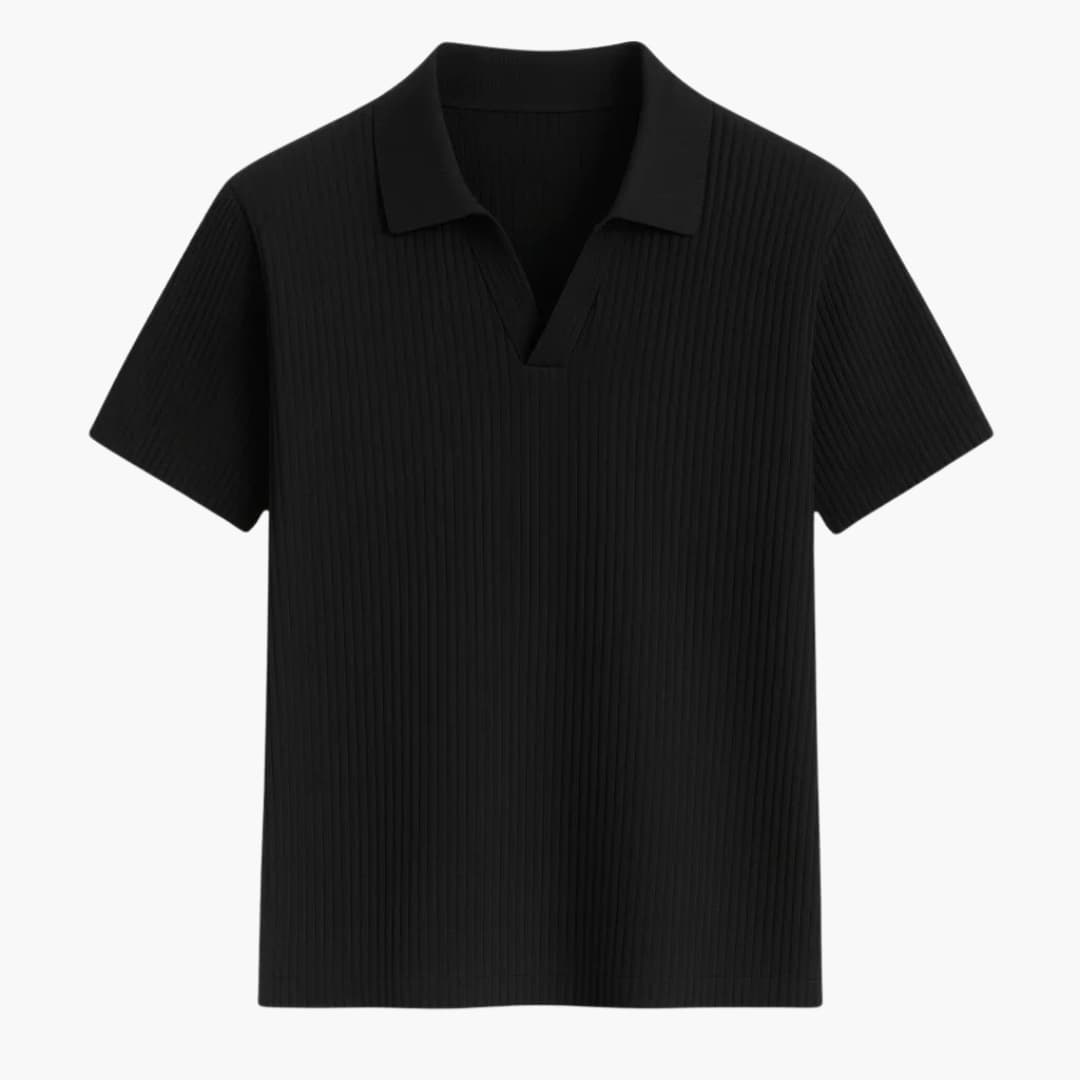 Men's Polo Shirt with Ribbed Texture | Open Collar and Short Sleeve | Modern Casual Style
