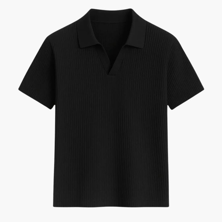 Men's Polo Shirt with Ribbed Texture | Open Collar and Short Sleeve | Modern Casual Style