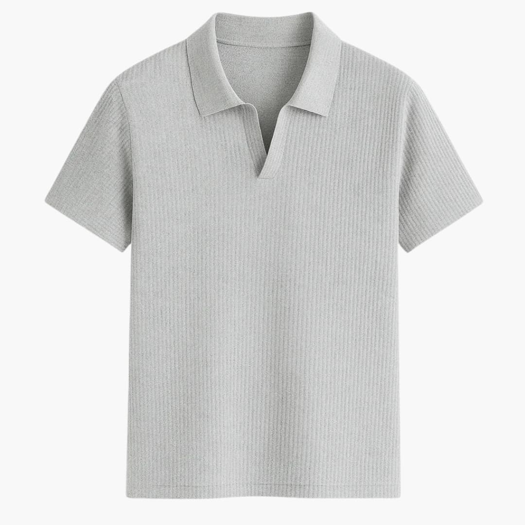 Men's Polo Shirt with Ribbed Texture | Open Collar and Short Sleeve | Modern Casual Style