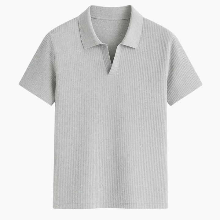 Men's Polo Shirt with Ribbed Texture | Open Collar and Short Sleeve | Modern Casual Style