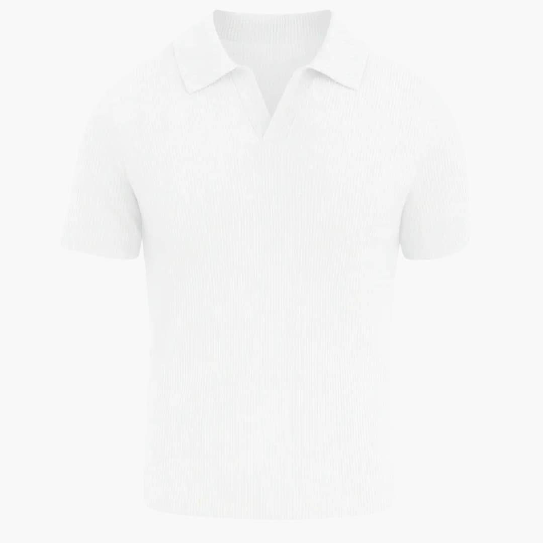 Men's Polo Shirt with Ribbed Texture | Open Collar and Short Sleeve | Modern Casual Style