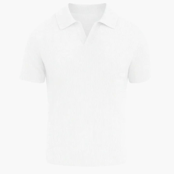 Men's Polo Shirt with Ribbed Texture | Open Collar and Short Sleeve | Modern Casual Style