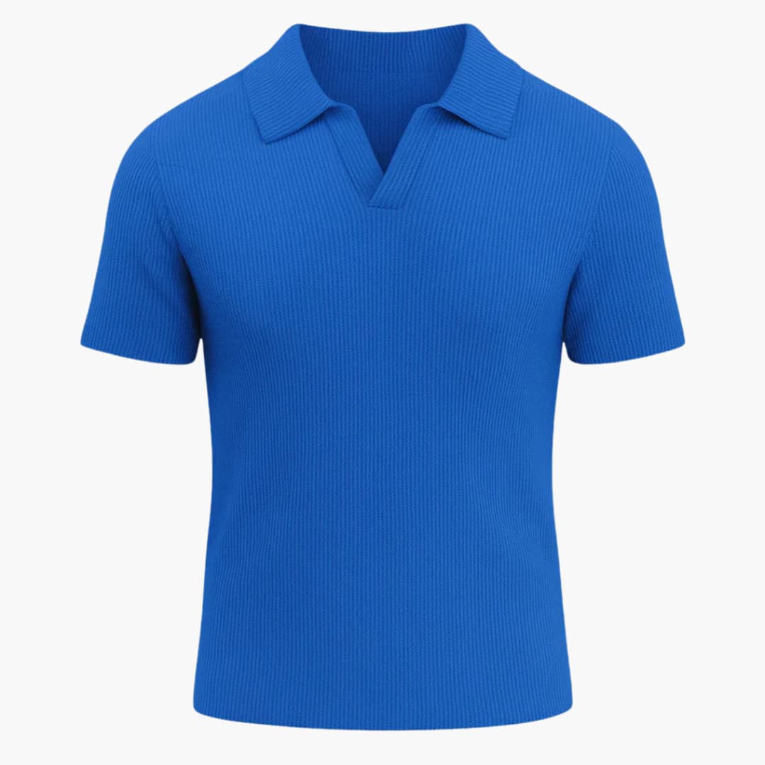 Men's Polo Shirt with Ribbed Texture | Open Collar and Short Sleeve | Modern Casual Style