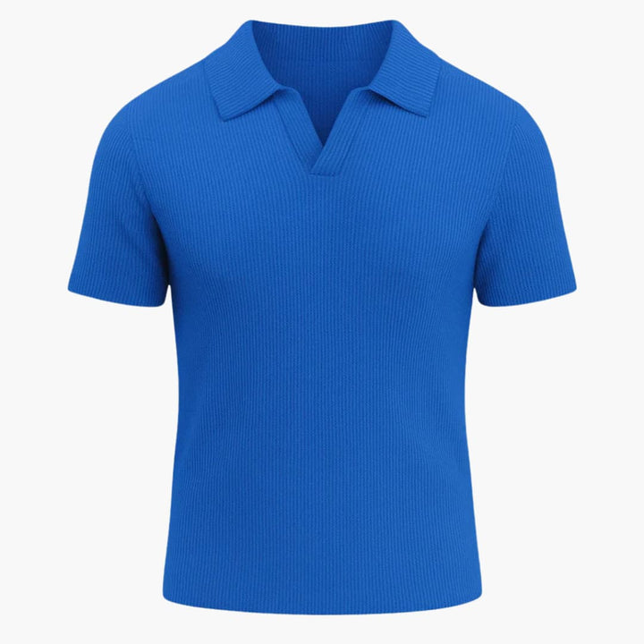 Men's Polo Shirt with Ribbed Texture | Open Collar and Short Sleeve | Modern Casual Style