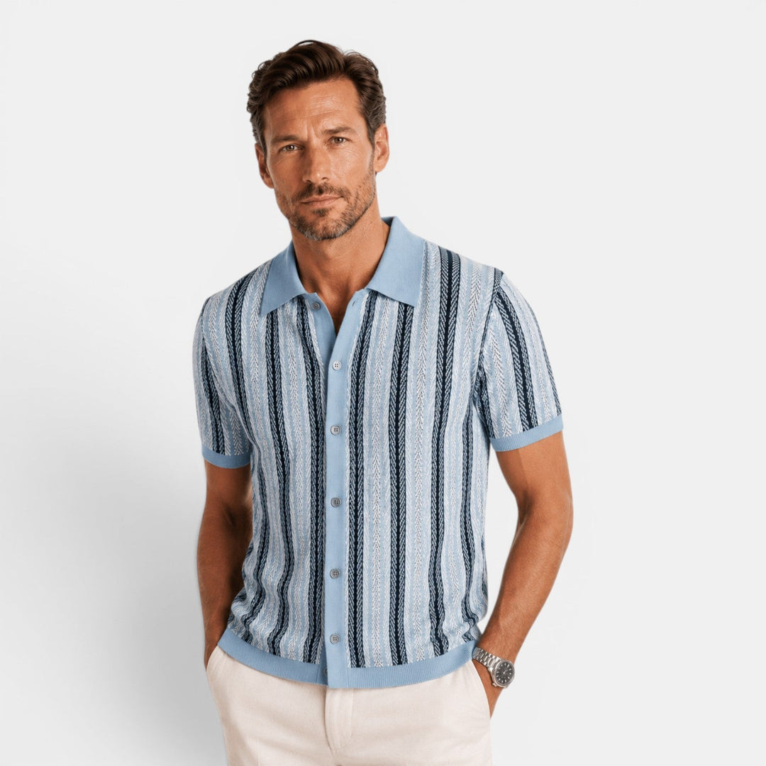 Felix | Męska Koszulka Polo w Stylu Dzianinowym w Paski na Lato