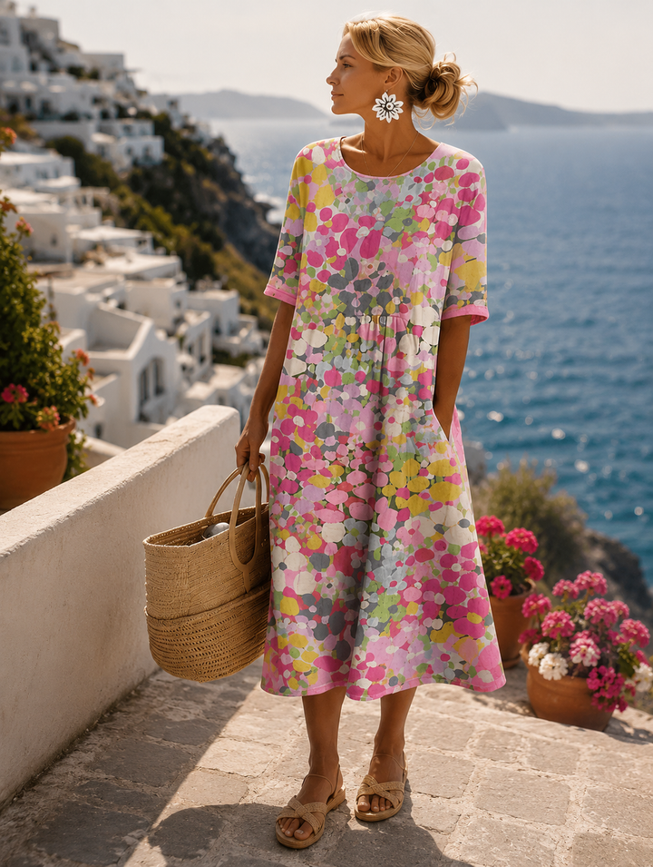 Ellia | Women's Vintage-Style Midi Dress with Floral Pattern