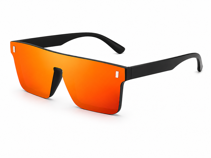 Men's Protective Frame Sporty Style Rimless Sunglasses | Orange Lenses