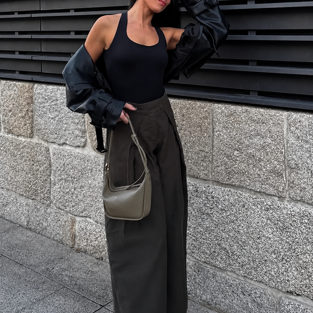Women's High Waist Wide Leg Fitted Pants Graduation | Front Pleats