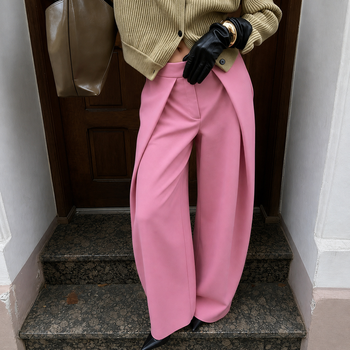 Women's High Waist Wide Leg Fitted Pants Graduation | Front Pleats