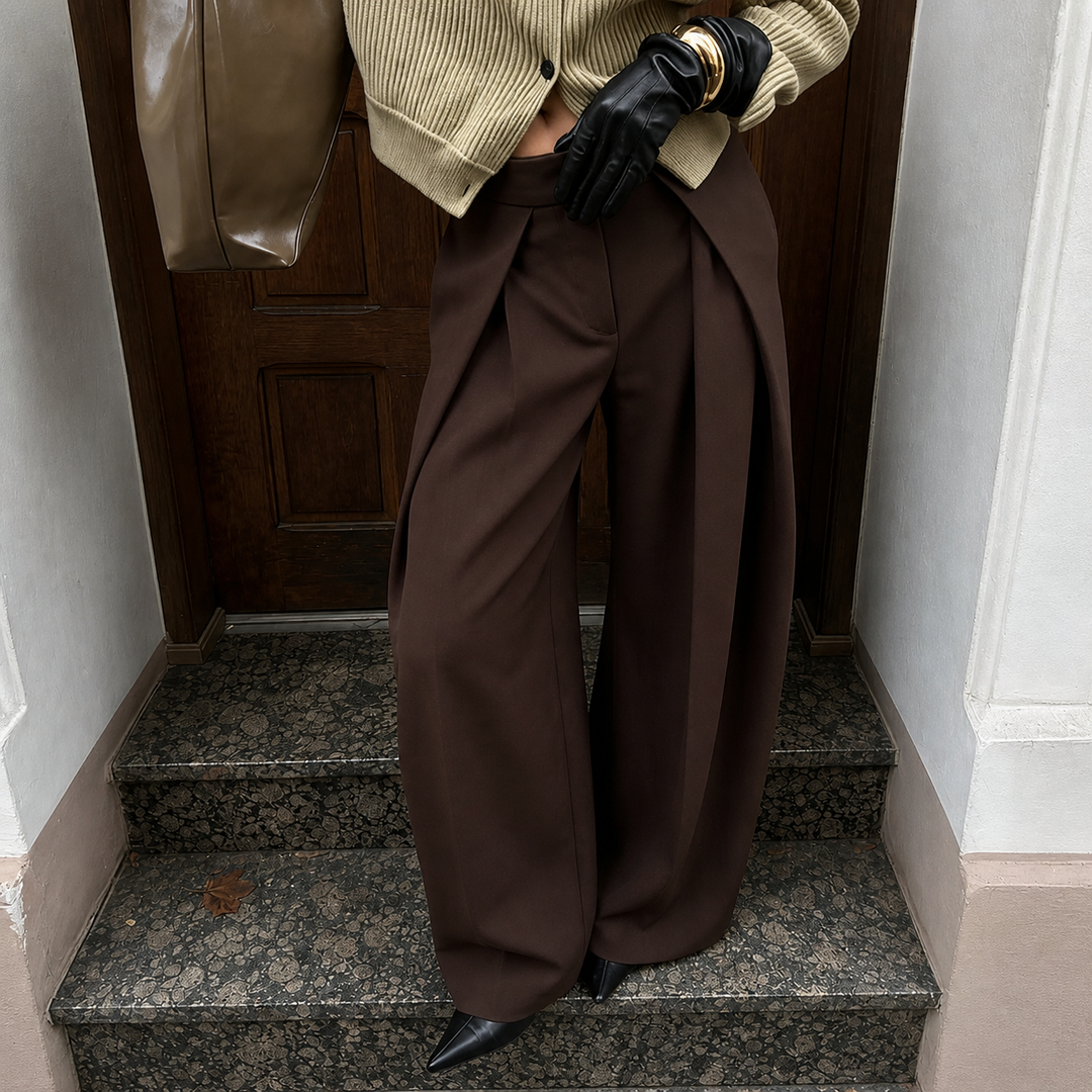 Women's High Waist Wide Leg Fitted Pants Graduation | Front Pleats