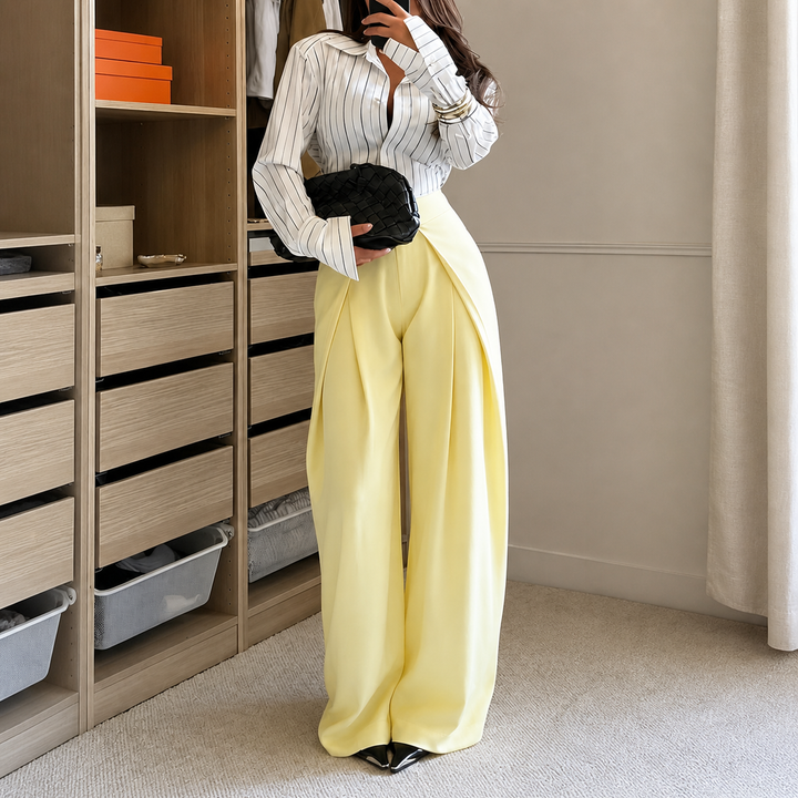 Women's High Waist Wide Leg Fitted Pants Graduation | Front Pleats