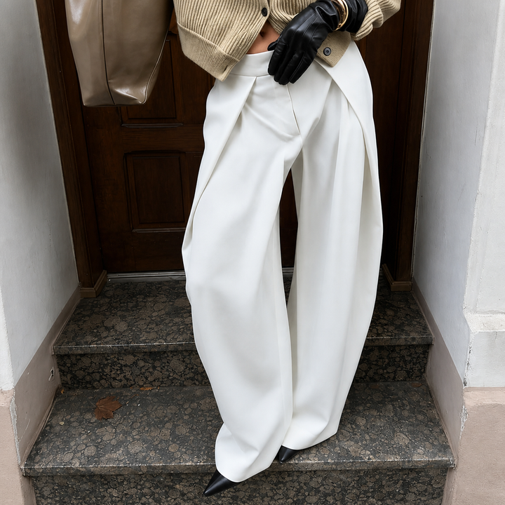Women's High Waist Wide Leg Fitted Pants Graduation | Front Pleats