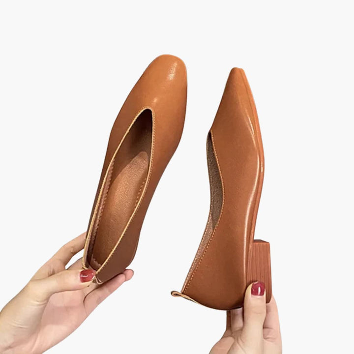 Women's Slip-On Shoes | Pointed Toe Ballet Flats with Low Heel | Minimalist Design | Smart Casual Style