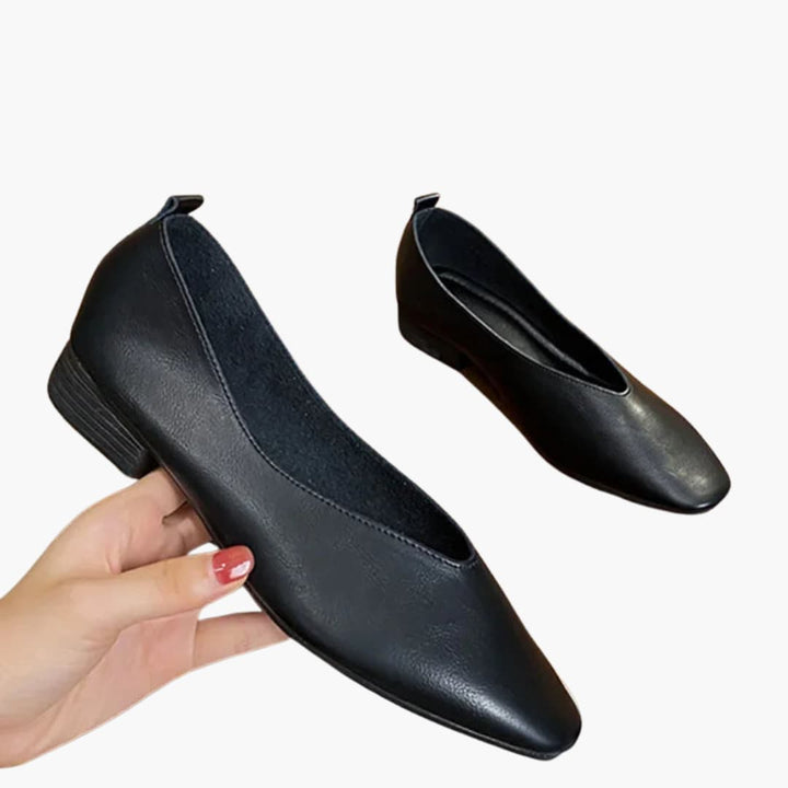 Women's Slip-On Shoes | Pointed Toe Ballet Flats with Low Heel | Minimalist Design | Smart Casual Style