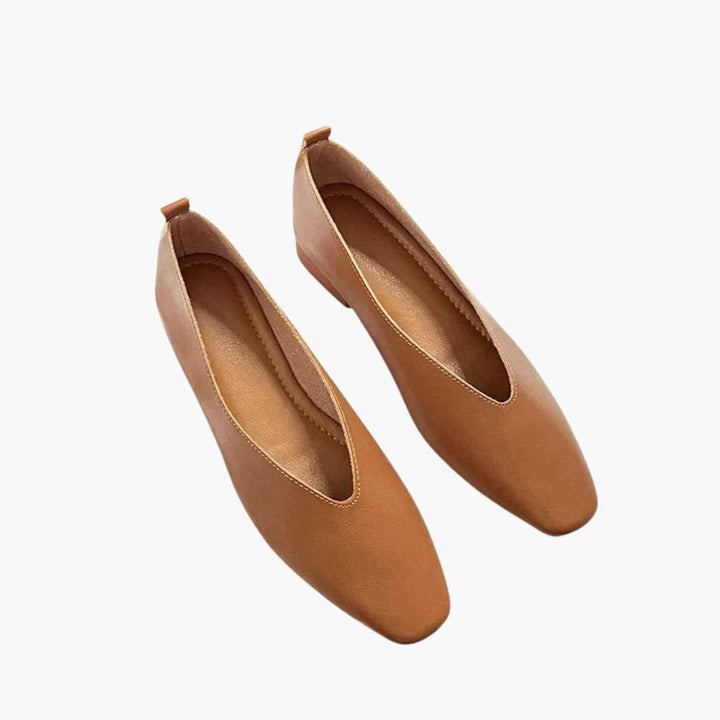 Women's Slip-On Shoes | Pointed Toe Ballet Flats with Low Heel | Minimalist Design | Smart Casual Style