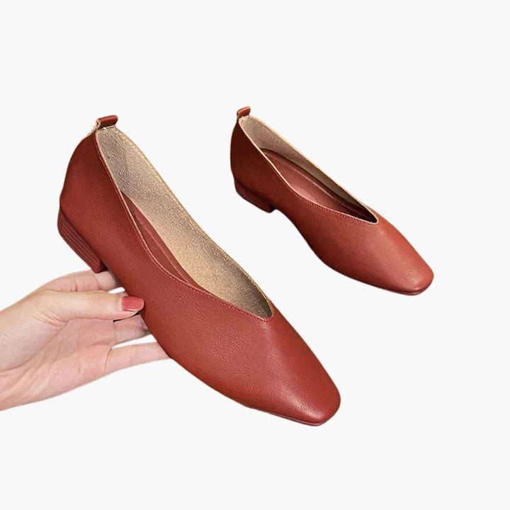 Women's Slip-On Shoes | Pointed Toe Ballet Flats with Low Heel | Minimalist Design | Smart Casual Style