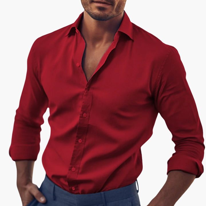 Męska Koszula Slim Fit Zapinana Na Guziki | Długi Rękaw