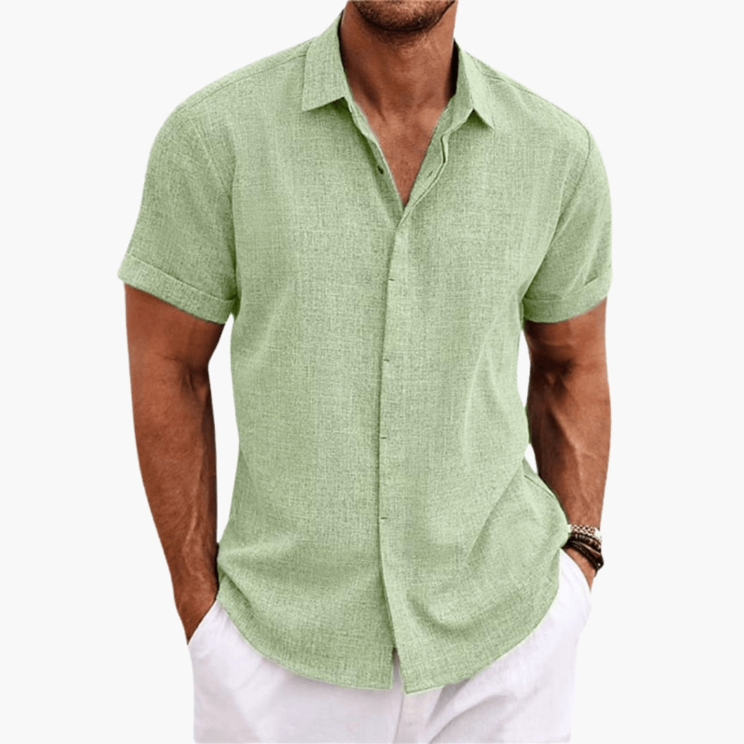 Men's Short Sleeve Shirt | Classic Collar and Textured Finish | Summer Casual Style