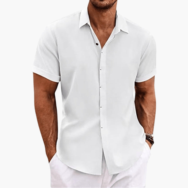 Men's Short Sleeve Shirt | Classic Collar and Textured Finish | Summer Casual Style
