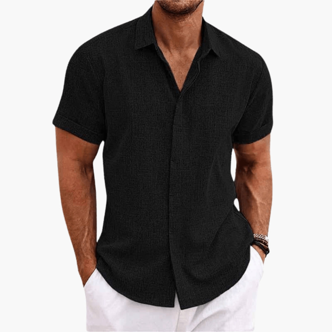 Men's Short Sleeve Shirt | Classic Collar and Textured Finish | Summer Casual Style