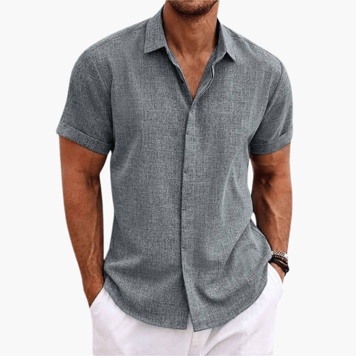 Men's Short Sleeve Shirt | Classic Collar and Textured Finish | Summer Casual Style