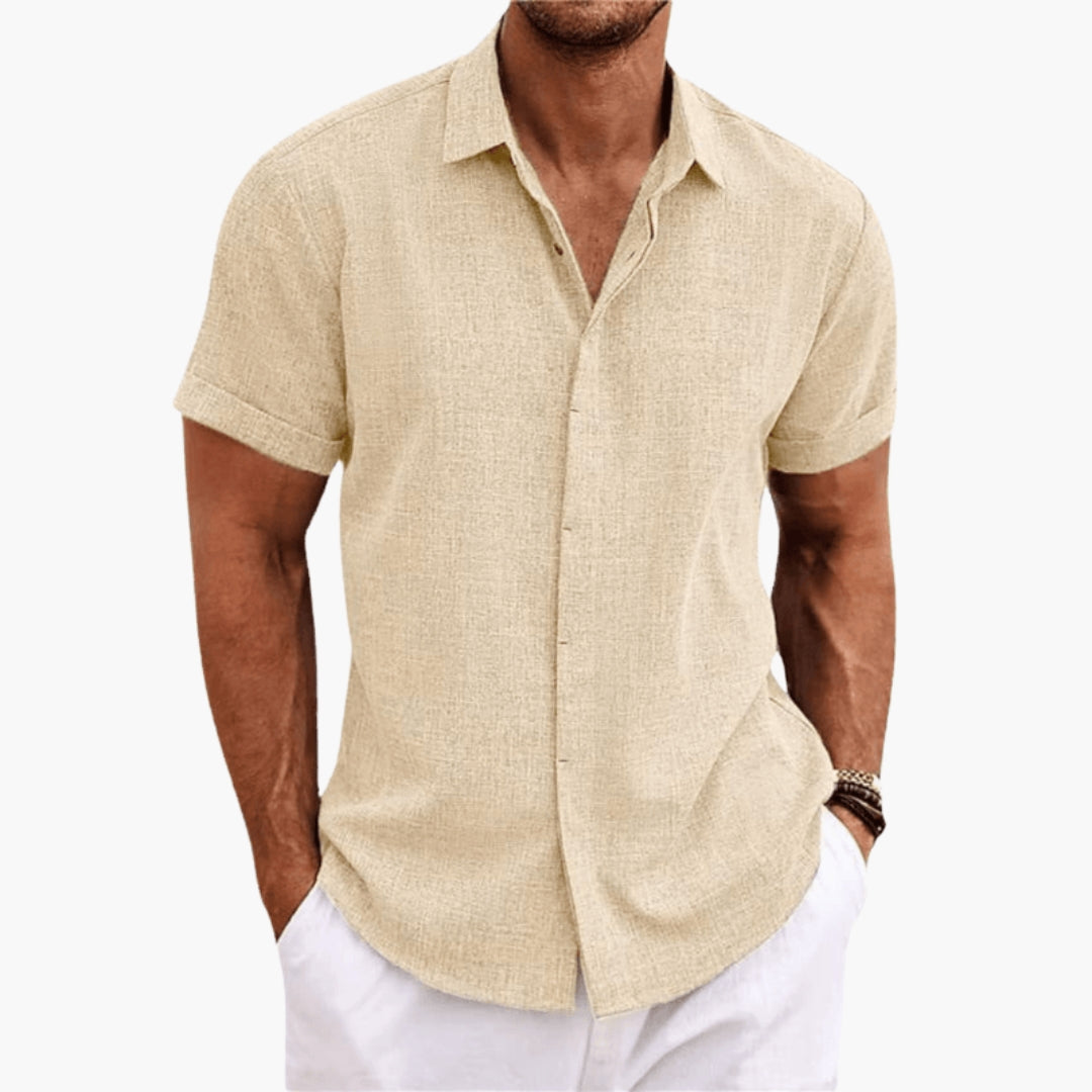 Men's Short Sleeve Shirt | Classic Collar and Textured Finish | Summer Casual Style