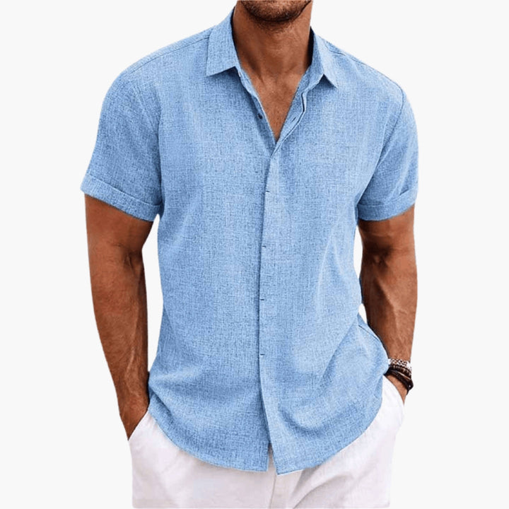 Men's Short Sleeve Shirt | Classic Collar and Textured Finish | Summer Casual Style
