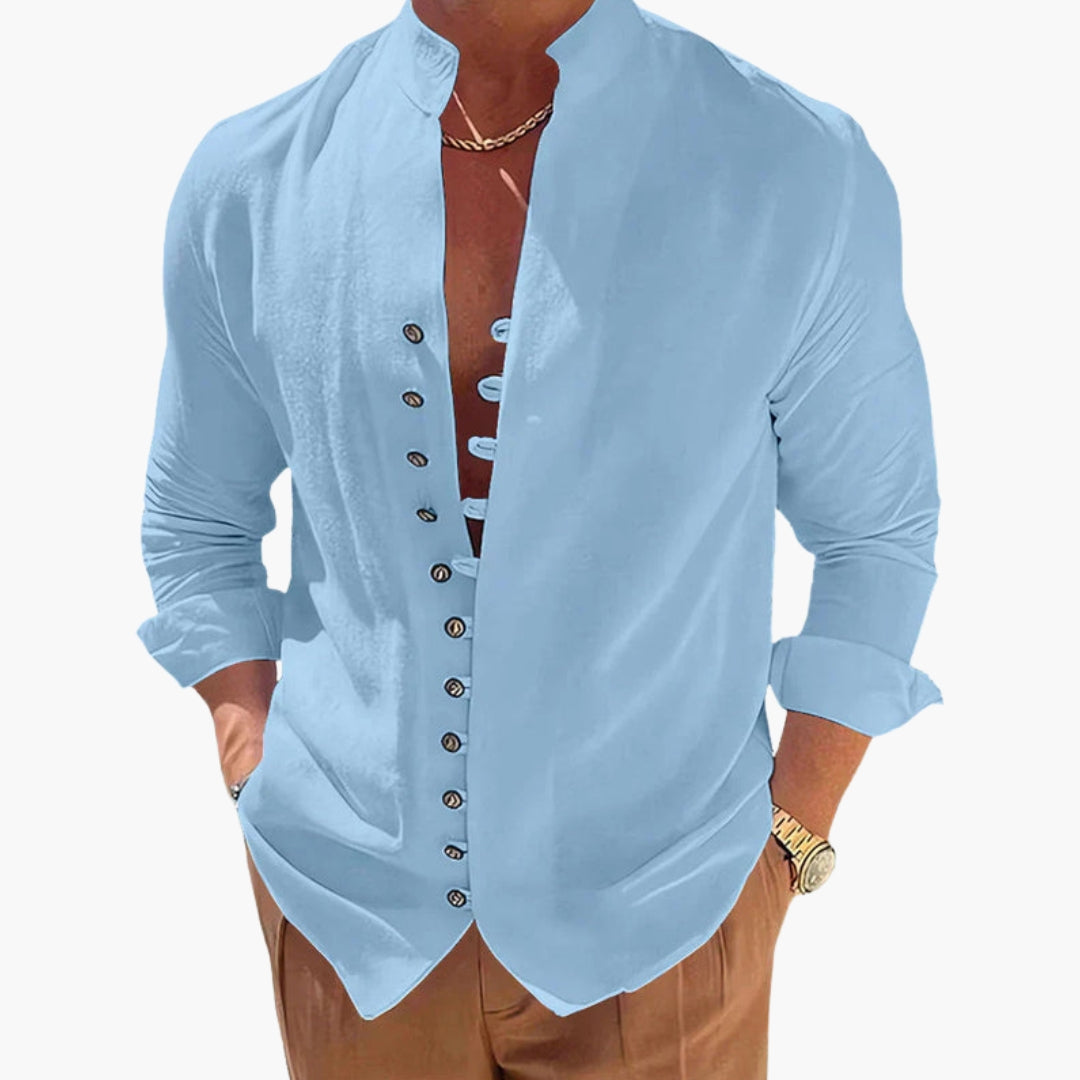Men's Casual Shirt | Stand Collar and Relaxed Fit | Style for Every Occasion