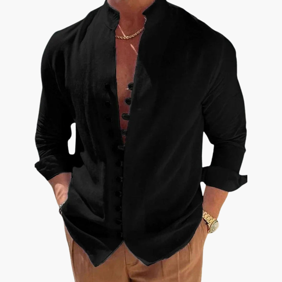Men's Casual Shirt | Stand Collar and Relaxed Fit | Style for Every Occasion