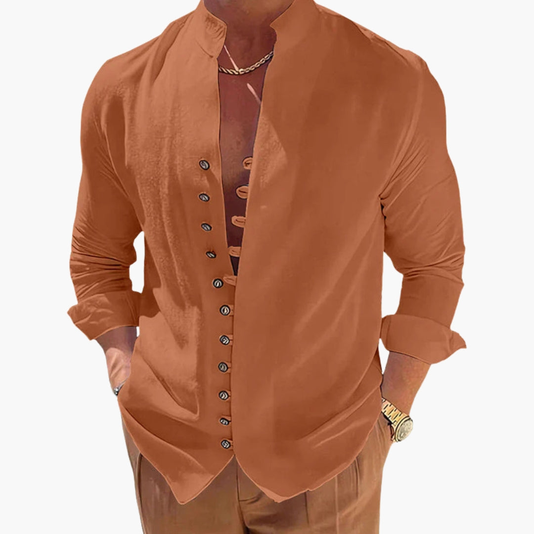 Men's Casual Shirt | Stand Collar and Relaxed Fit | Style for Every Occasion