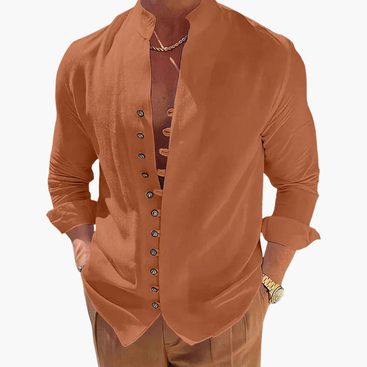 Men's Casual Shirt | Stand Collar and Relaxed Fit | Style for Every Occasion