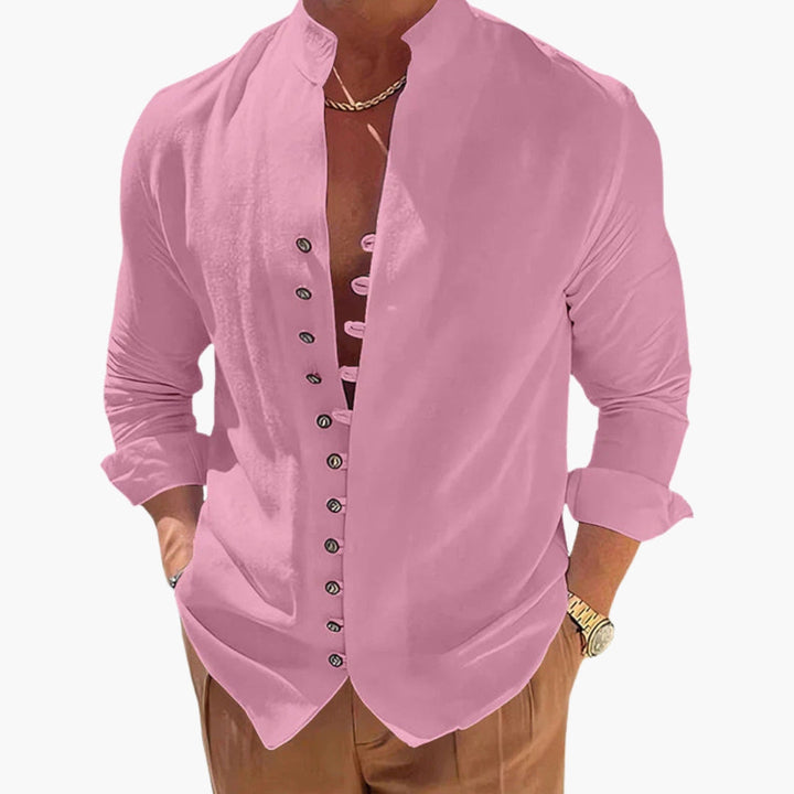 Men's Casual Shirt | Stand Collar and Relaxed Fit | Style for Every Occasion