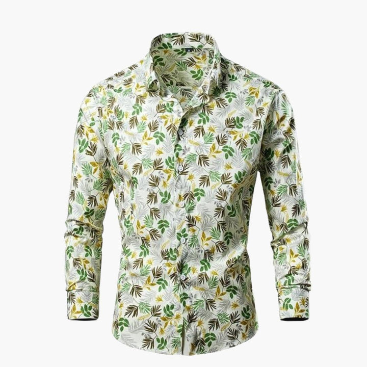 Męska Koszula w Kwiatowy Print z Długim Rękawem | Botaniczny
